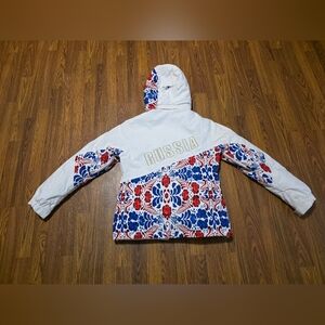 Rare 2014 Russia Olympic Style Moonlight Y&S Gzhel Floral Art Jacket S E34